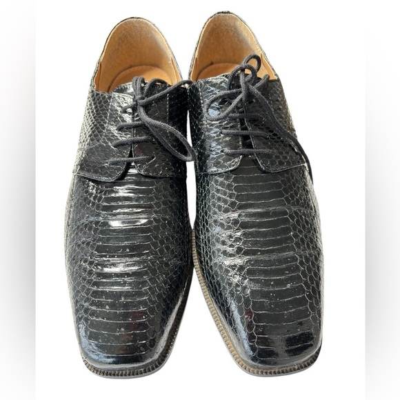 Giorgio Brutini Genuine Snakeskin Black Derby Dress Shoes Mens Size 11.5 Classic - Picture 16 of 16